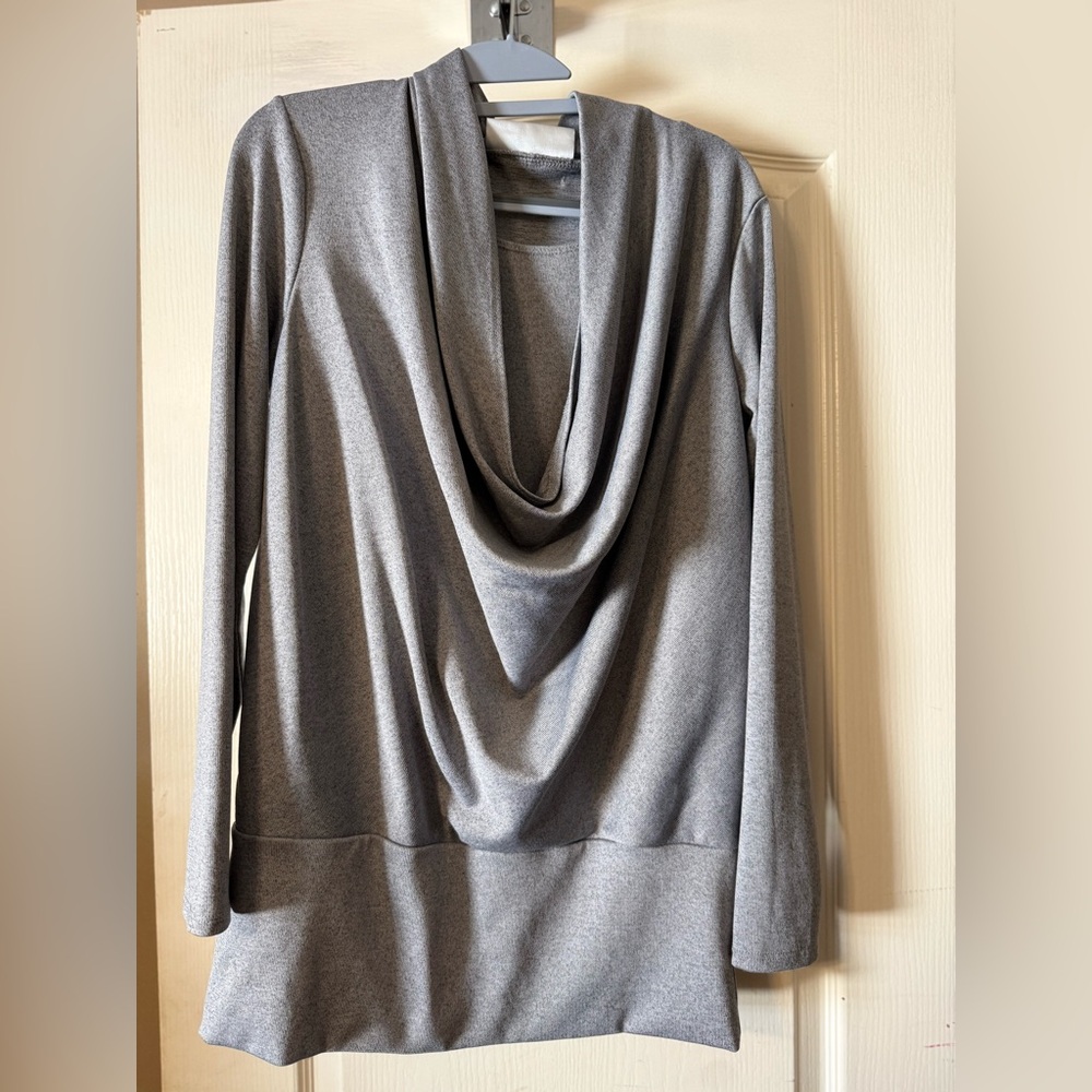 Elegant Gray Cowl Neck Sweater